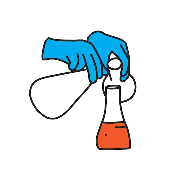 Reacto en tubo de ensayo en la ilustración química