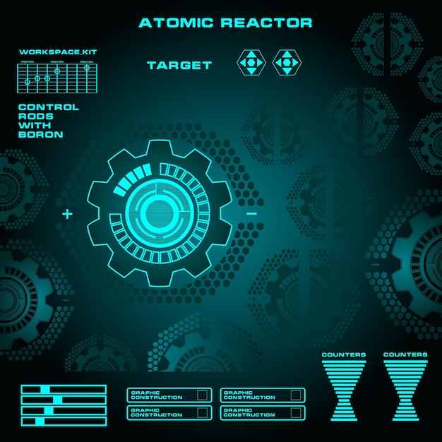 Reactor atómico Interfaz de usuario táctil gráfica virtual futurista