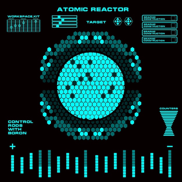 Reactor atómico interfaz de usuario táctil gráfica virtual futurista