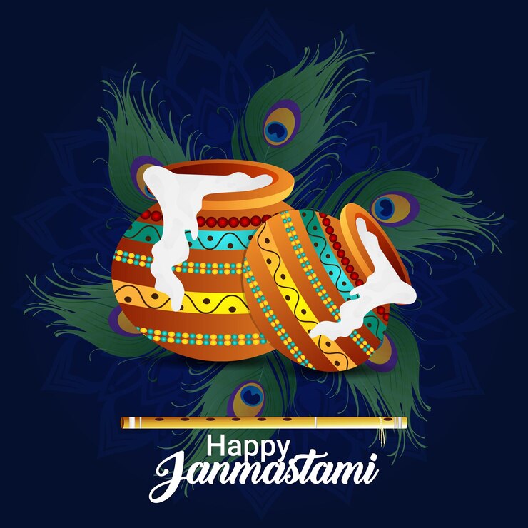Vector reaistic janmashtami makhan mataki