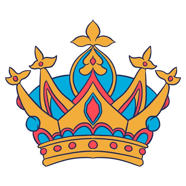Real Elegante Corona de Oro Ilustración dibujada a mano