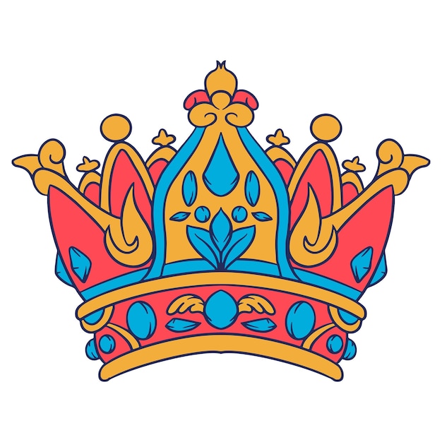 Real Elegante Corona de Oro Ilustración dibujada a mano
