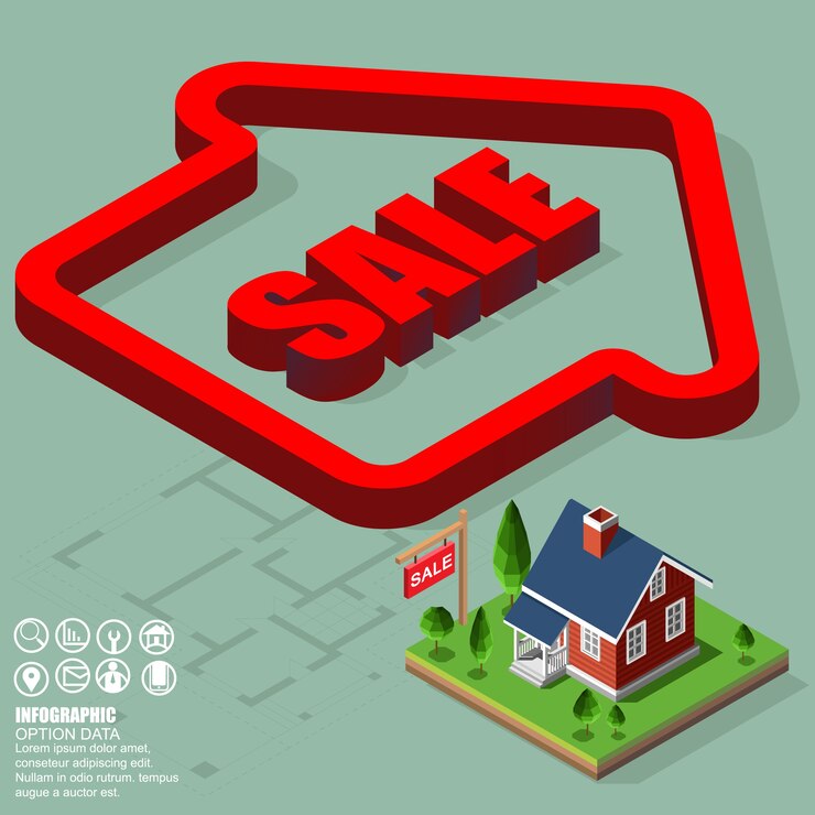 Vector real estate and property business isometric building. 