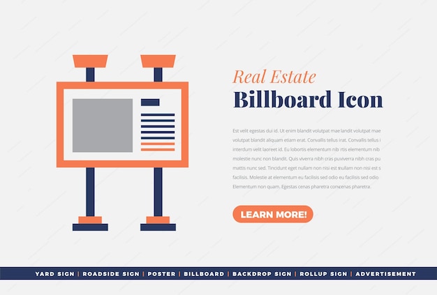 Real estate billboard poster icon o home property and housing building icon design