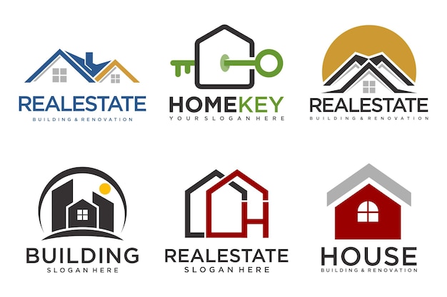 Real Estate Logo casa logo y edificio logo icono conjunto diseño plantilla vector ilustración