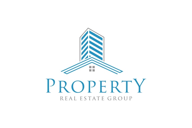 Real estate logo casa rascacielos techo ventana moderno diseño simple silueta ciudad residencia propiedad