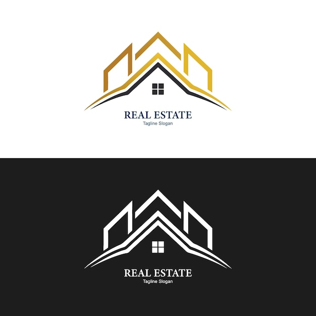 Real Estate Logo with Modern Geometric Houses