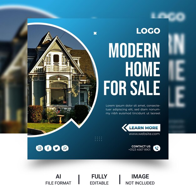 Vector real estate social media post design.