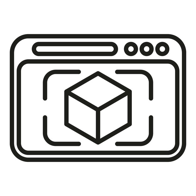 Realidad aumentada icono de interfaz web contorno vector visualización digital realidad cúbica