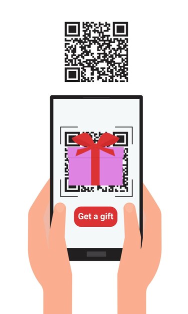Realidad aumentada Obtener información escaneando un código QR con un smartphone Concept Vector