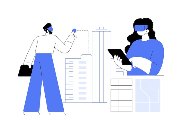 Realidad virtual en arquitectura ilustraciones de vectores de dibujos animados aislados