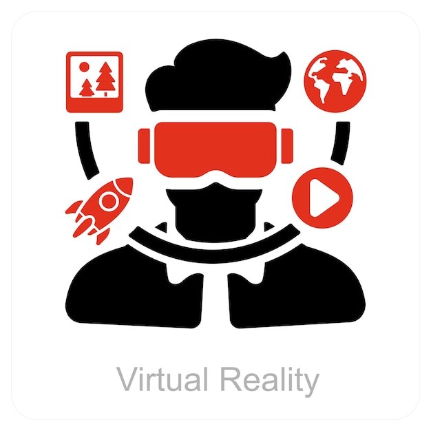 Realidad virtual y concepto de icono aumentado