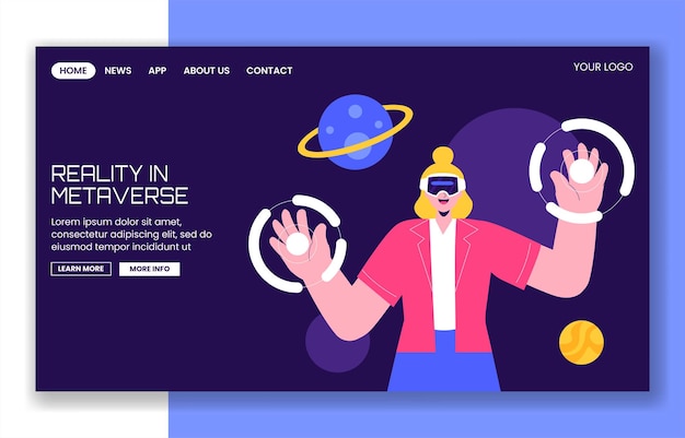 La realidad virtual y el concepto del metaverso Las plantillas de páginas de aterrizaje de las redes sociales