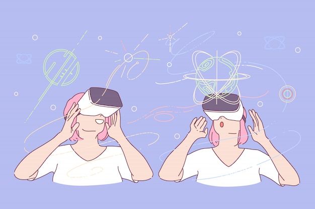 Realidad virtual, ilustración del mundo simulada por computadora