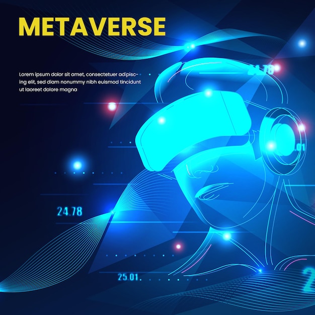 Vector realidad virtual y metaverso medios sociales diseños post-futuristas y diseños tecnológicos