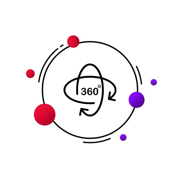 Realidad virtual Realidad aumentada Flechas circulares con vista de 360 grados y texto vr Concepto de metaverso Icono de línea vectorial para negocios y publicidad
