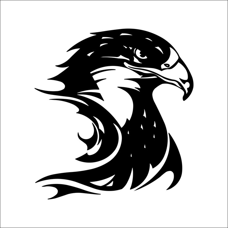 Vector realismo en monocromo ilustración llamativa de águila en blanco y negro