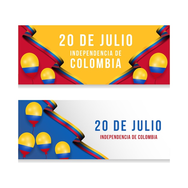 Realista 20 de julio día de la independencia de colombia banner horizontal con globo