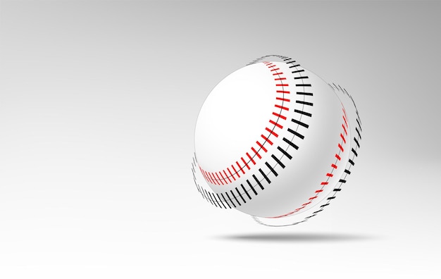 Realista 3D bola de béisbol rodante con puntas desprendidas
