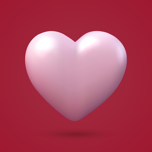 Realista 3d corazón rojo diseño icono símbolo de amor ilustración vectorial
