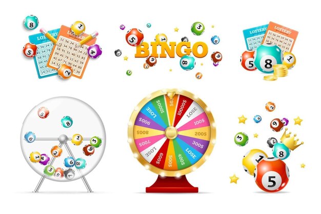 Vector realista 3d detallada rueda de la fortuna del casino y juego de lotería