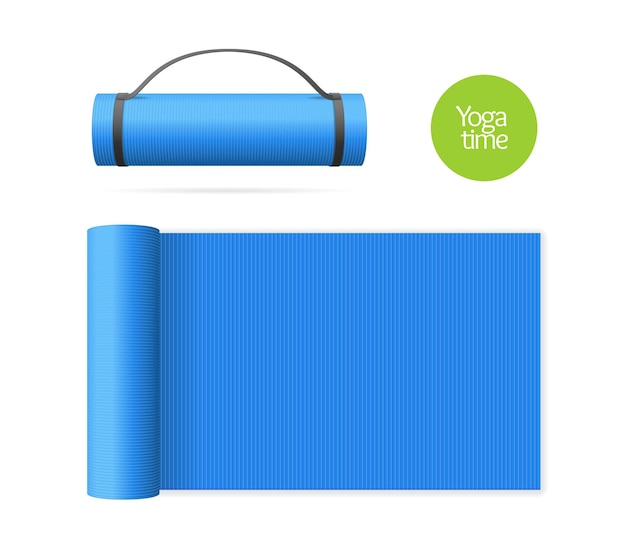 Realista 3d detallado azul Pilates ejercicio estera Vector Set