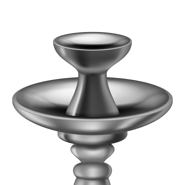 Realista 3d detallado de metal Hookah tallo de tazón en un vector blanco