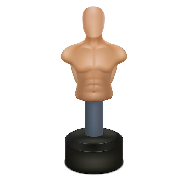 Realista 3d detallado saco de boxeo hombre aislado en un fondo blanco símbolo de entrenamiento atleta ilustración vectorial