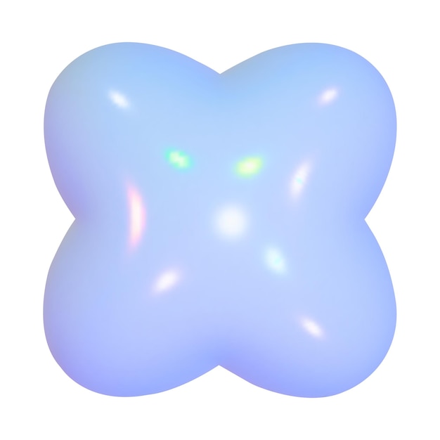 Realista 3d estrella azul holográfico y2k para diseño web Elemento geométrico de moda Vector y2k