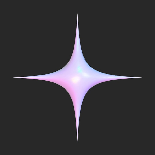Realista 3d estrella holográfica y2k para el diseño web Elemento geométrico de moda Vector y2k