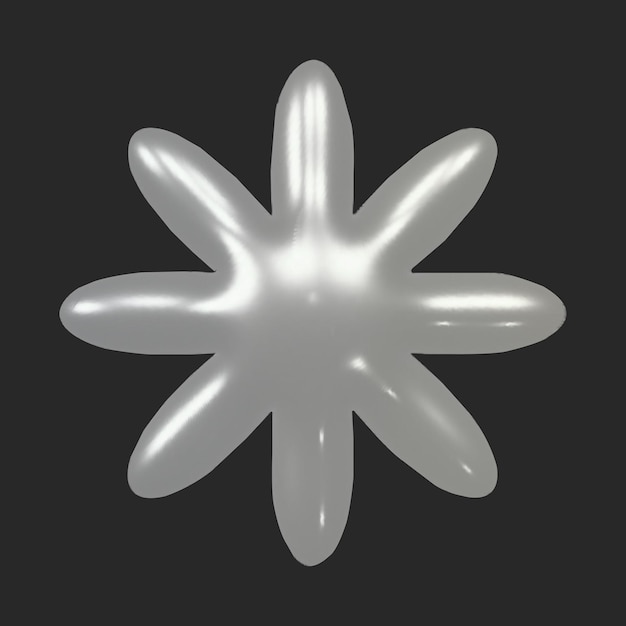 Realista 3d flor cromo y2k para el diseño web elegante elemento de plata geométrico vector y2k