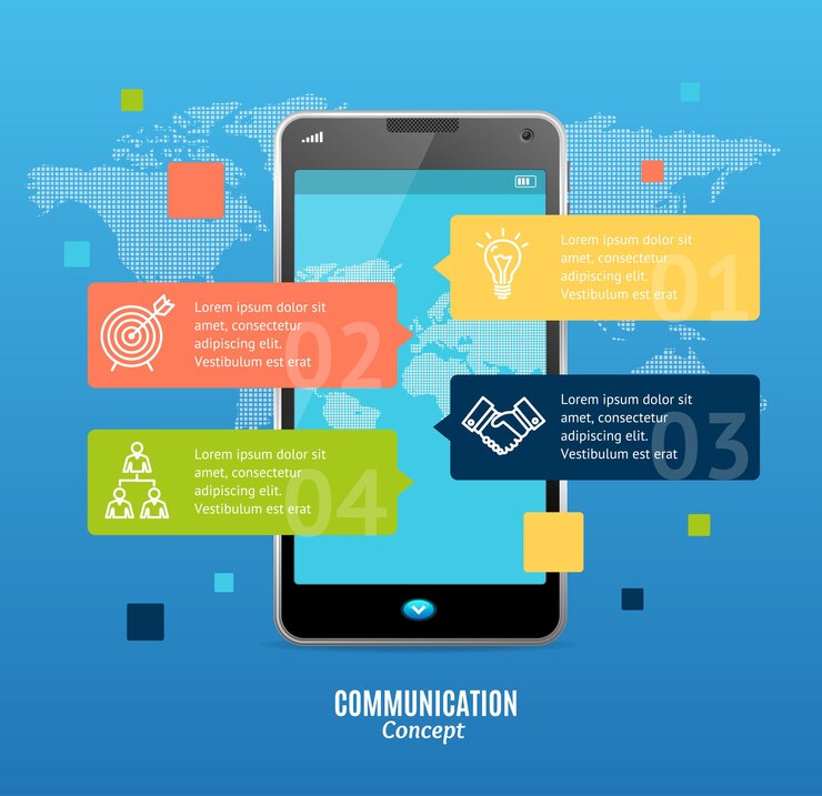 Vector realista 3d mensajero comunicación concepto smartphone chat con chat bot vector