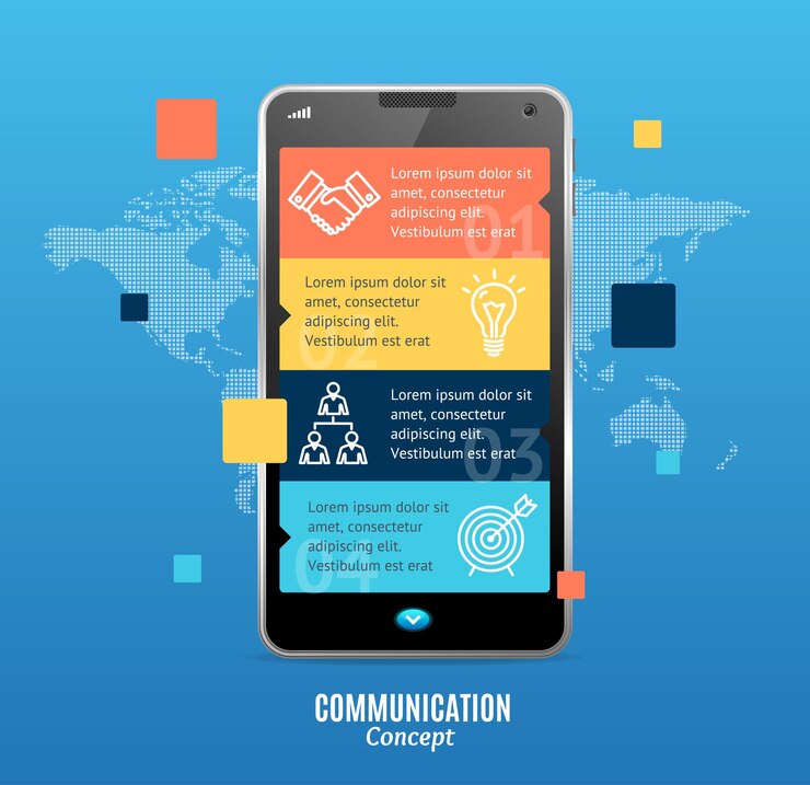 Vector realista 3d mensajero comunicación concepto smartphone chat con chat bot vector