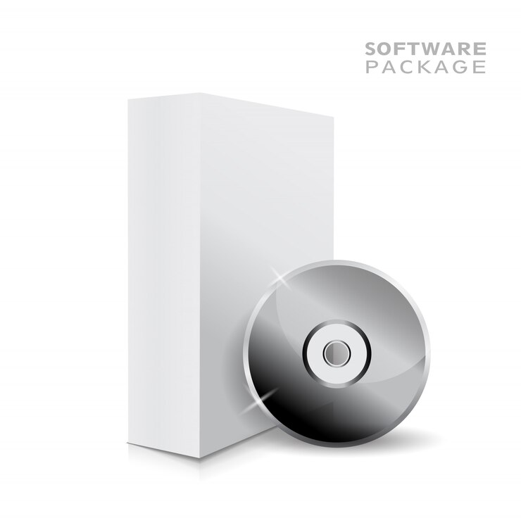Vector realista blanco abrió la ilustración de la caja 3d en blanco y música o cd suave.