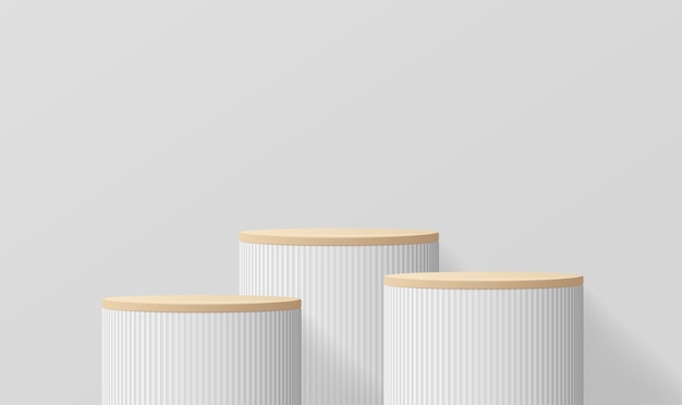 Vector realista blanco gris 3d cilindro soporte podio vector lujo formas geométricas escena mínima abstracta para la presentación del producto maqueta de espectáculo cosmético