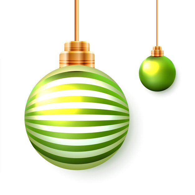 Vector realista bola de navidad con decoración de color verde momento de vacaciones