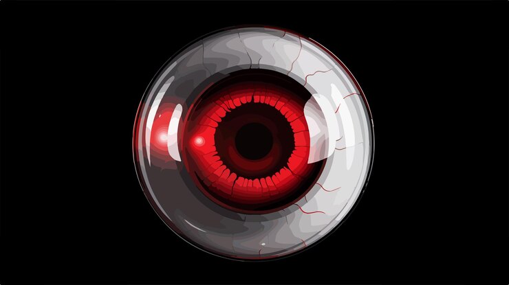 Vector realista bola de ojo humano con pupila roja fotografía profesional de ojos