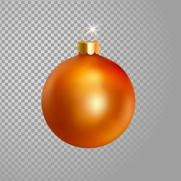 Vector realista d árbol de navidad bola amarillo naranja oro brillante brillo degradado color con metal dorado o