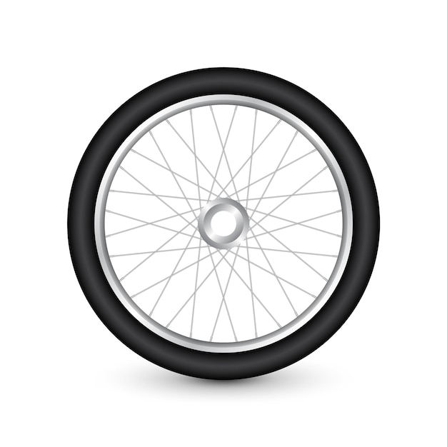 Realista d rueda de bicicleta neumático de goma rayos metálicos brillantes y llanta de ciclismo de turismo de acondicionamiento físico