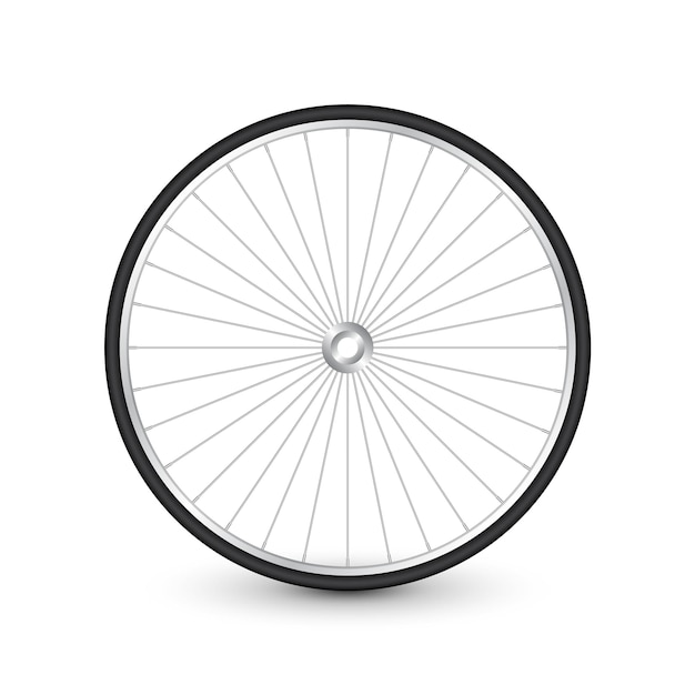 Realista d rueda de bicicleta neumático de goma rayos metálicos brillantes y llanta de ciclismo de turismo de acondicionamiento físico
