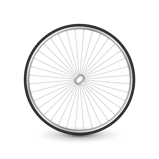 Realista d rueda de bicicleta neumático de goma rayos metálicos brillantes y llanta de ciclismo de turismo de acondicionamiento físico