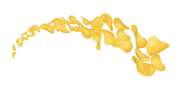 Realista detallado 3d patatas fritas flujo de diferentes vectores de vista