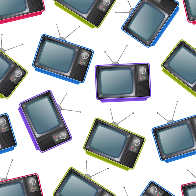 Realista detallado 3D Retro TV con antena sin costuras patrón de fondo vectorial
