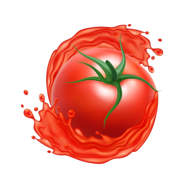Realista detallado 3d tomates naturales Paste con tomate rojo maduro