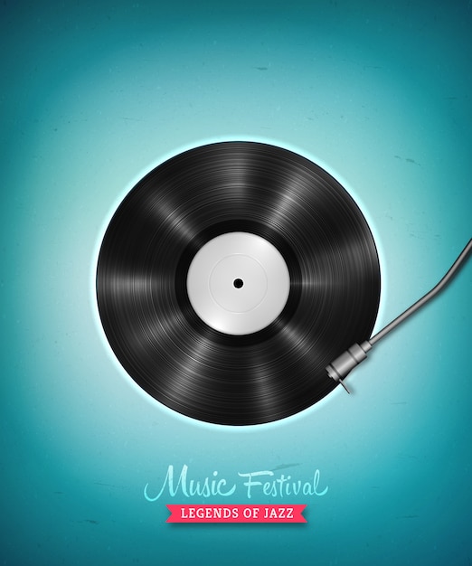 Realista disco de vinilo LP de larga duración. Expediente de gramófono de vinilo vector vintage