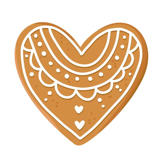 Realista galleta de pan de jengibre de navidad en forma de corazón concepto de amor romántico feliz día de san valentín