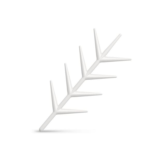 Realista lindo blanco vertical brillante rama de coníferas con agujas afiladas vector de diseño de Navidad