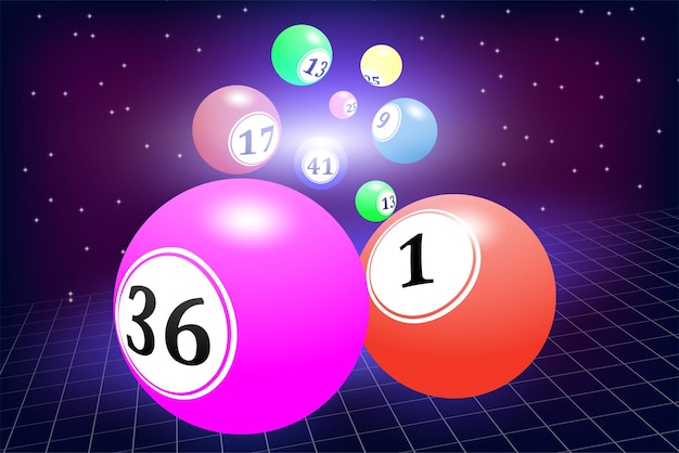 Realista lotería volando bolas de colores con números