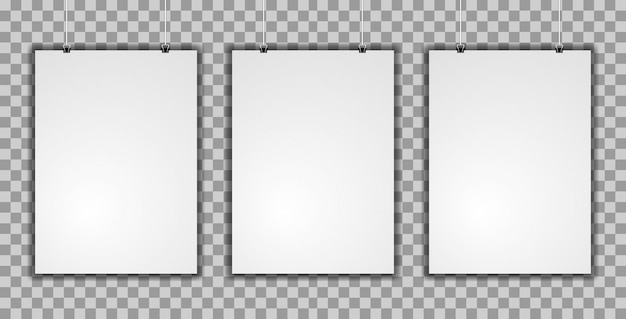 Realista maqueta de tres carteles vertical.