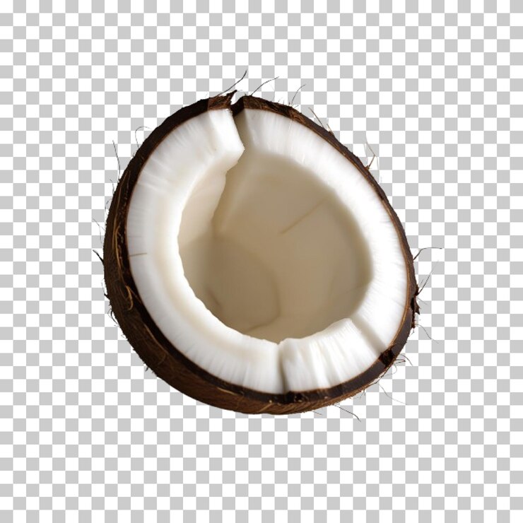 Vector realista mitad de coco aislado en fondo transparente